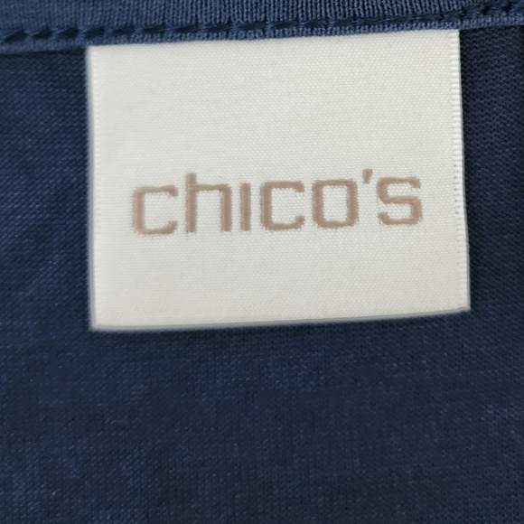 Chicos Size 2 Large Women’s Blue Long Sleeve Blouse Shirt Top Keyhole Front - Picture 6 of 9